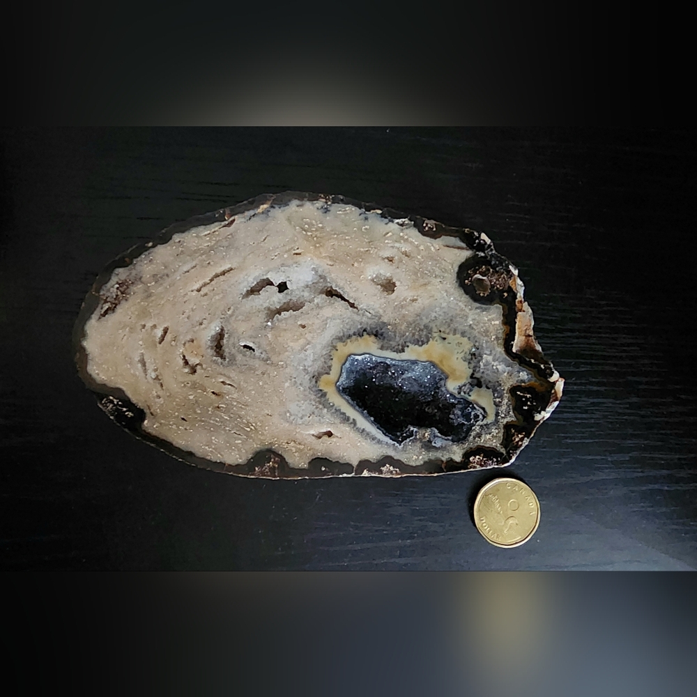 Rare Agate Slice with Blue Druzy Cave